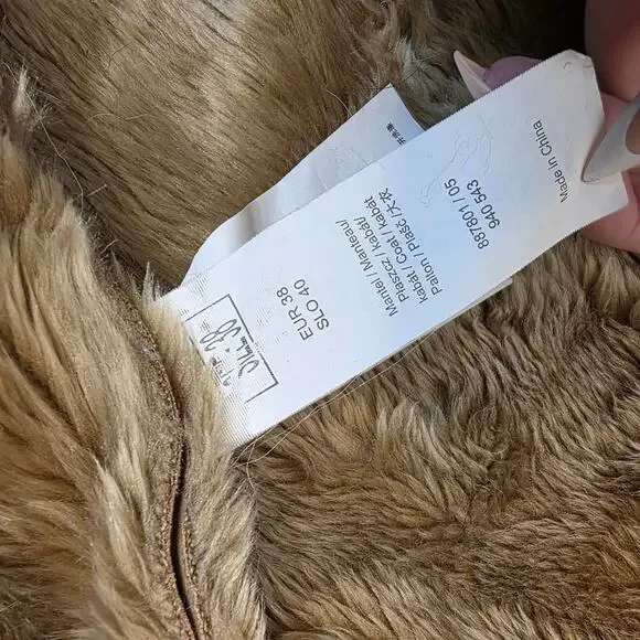 Y2K Penny Lane Faux Fur Toggle Coat Hood Tan Fisherman Core Winter Boho - Picture 6 of 7